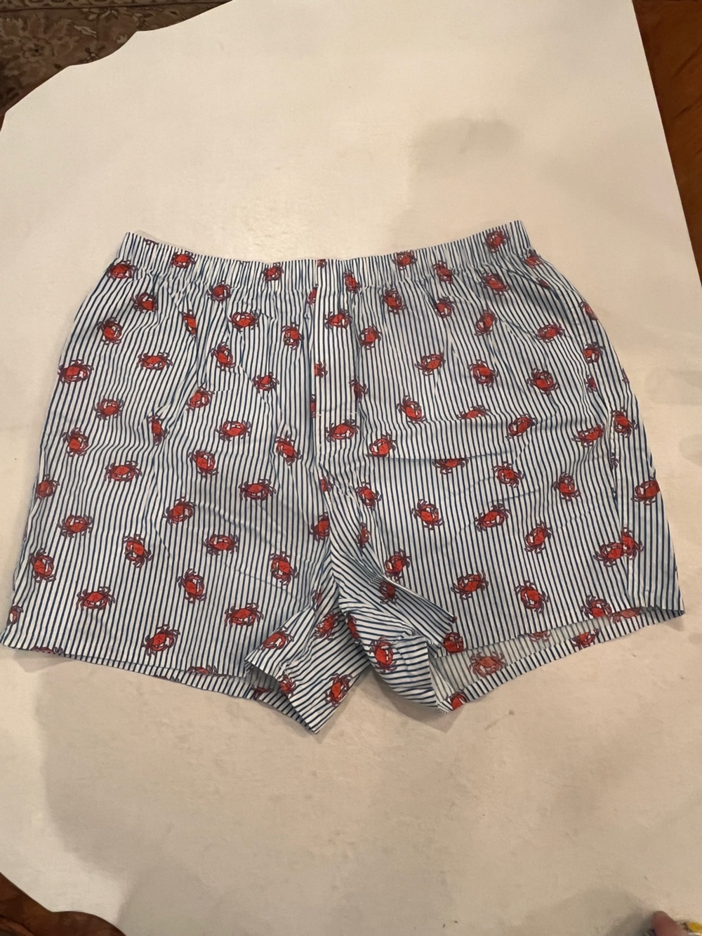 Classic Red crabby blue Striped boxers. Classic fit.